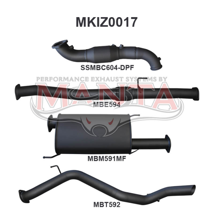 Manta Isuzu MU-X SUV 3.0L CRD Jan 2017 - June 2021 (with DPF)- TURBO BACK WITH CAT