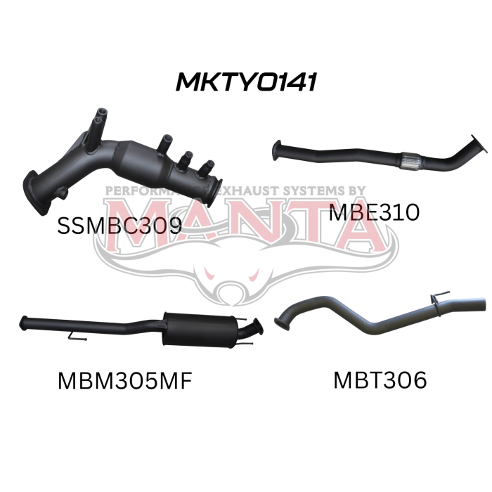 Manta Toyota Hilux Ute GUN126R, GUN125R N80 2.8L & 2.4L Turbo Diesel D4D (with DPF) 2015 to Current - TURBO BACK WITH CATS
