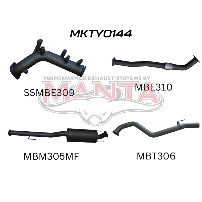 Manta Toyota Hilux Ute GUN126R, GUN125R N80 2.8L & 2.4L Turbo Diesel D4D (with DPF) 2015 to Current - TURBO BACK WITHOUT CATS