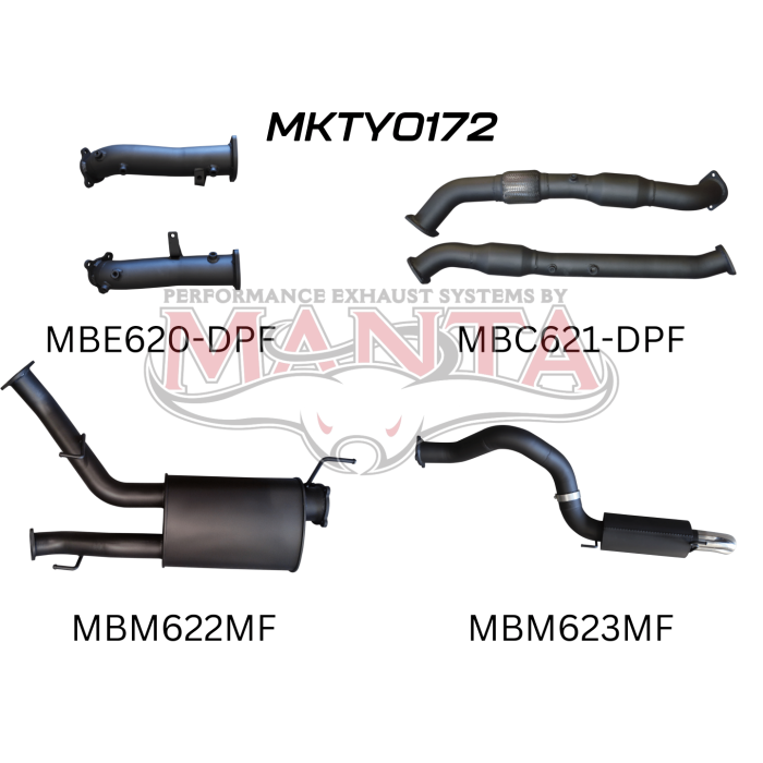 Manta Toyota Landcruiser 200 Series Wagon VDJ200 4.5L V8 Twin Turbo Diesel Wagon (with DPF) 2015 Onwards - TURBO BACK WITH CATS