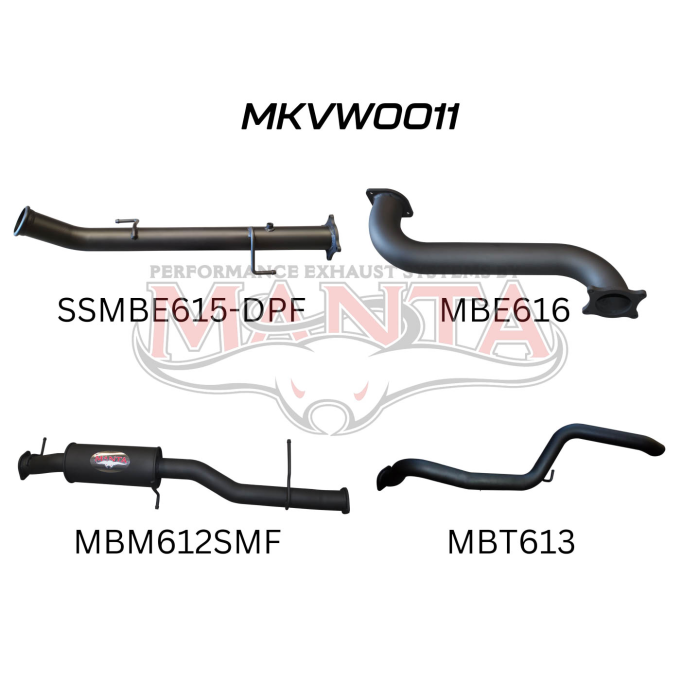 Manta Volkswagen Amarok Ute TDI550, TDI580 2H V6 3.0l Turbo Ute (2016-2022) - DUMP PIPE BACK - EXTENDED TAILPIPE