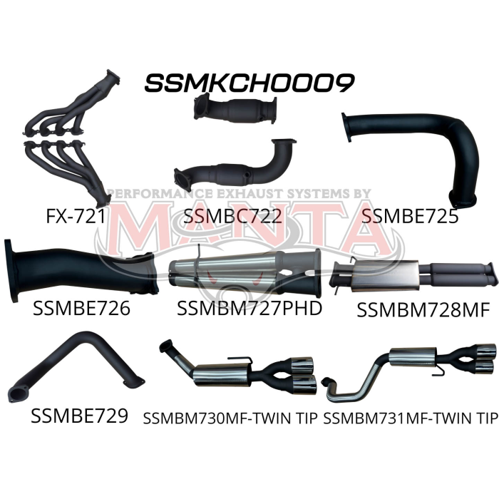Manta Chevrolet Silverado Ute 1500 6.2L V8 RHD Ute (inc LTZ & Trailboss) 2019 Onwards - FULL SYSTEM - 1 3/4in HEADERS
