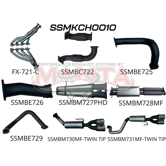 Manta Chevrolet Silverado Ute 1500 6.2L V8 RHD Ute (inc LTZ & Trailboss) 2019 Onwards - FULL SYSTEM - 1 3/4in CERAMIC COATED HEADERS