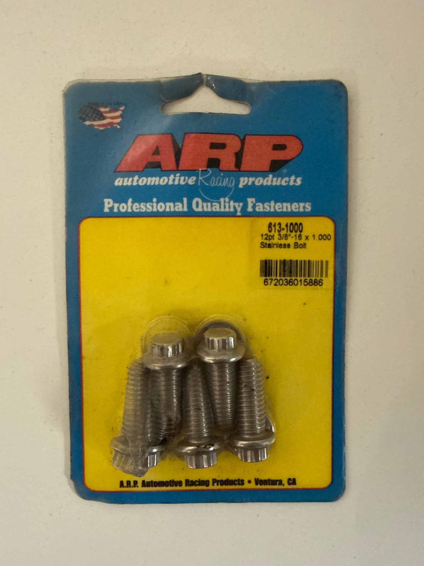ARP Bolts, 12-Point Head, Stainless 300, Polished, 3/8 in.-16 RH Thread, 1.000 in. UHL
