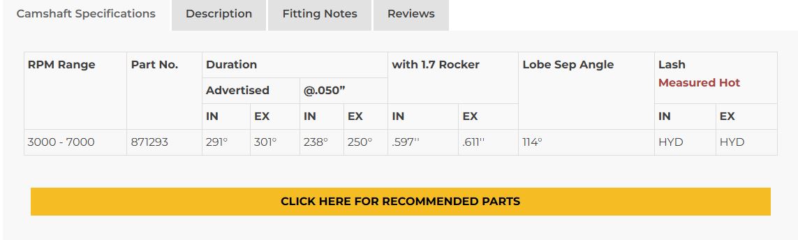 Crow Cams 871293 LS Camshaft 238/250 .597/.611 114