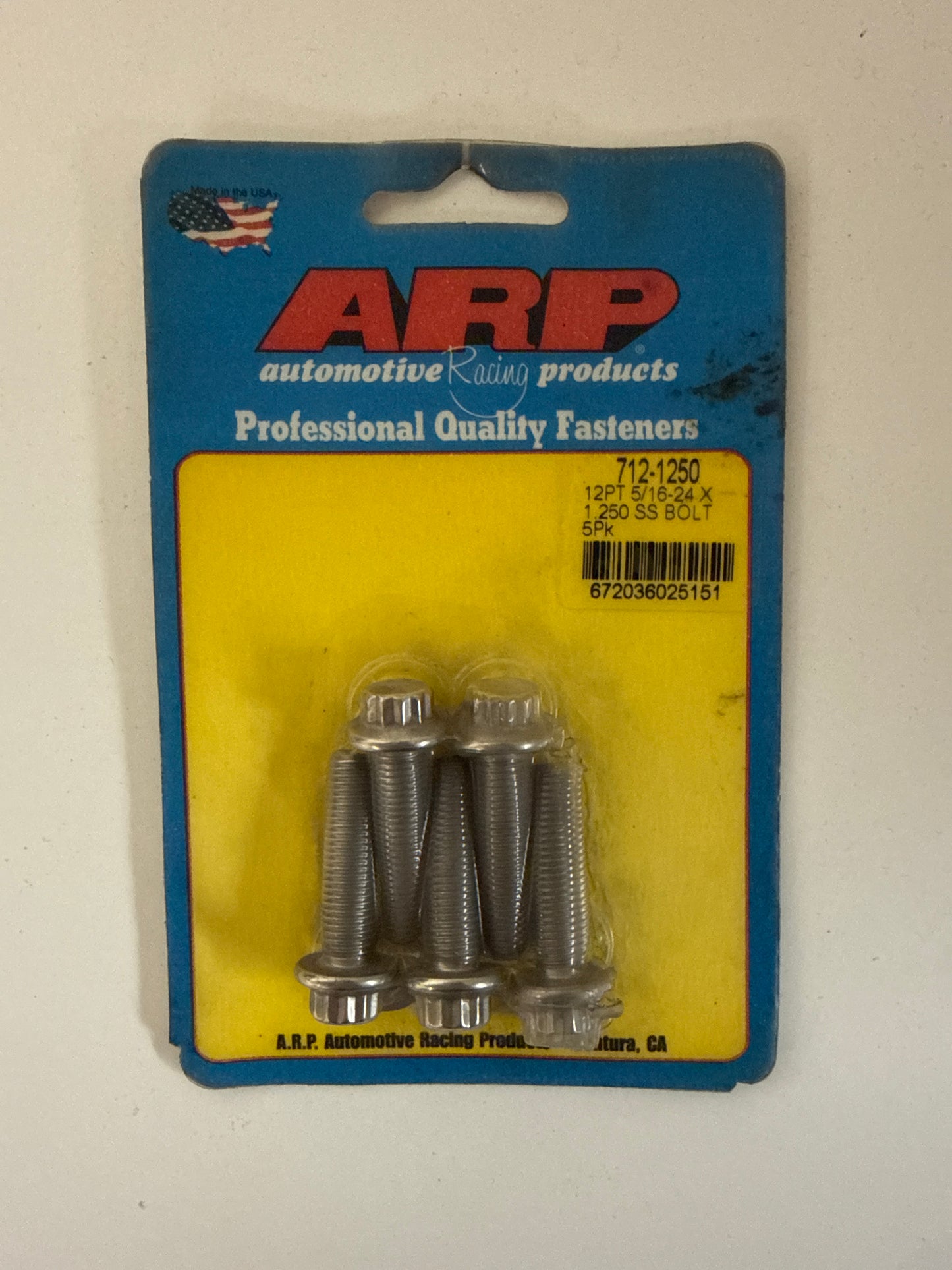 ARP Bolts, 12-Point Head, Stainless 300, Polished, 5/16 in.-24 RH Thread, 1.250 in. UHL, Set of 5