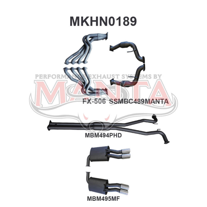 Manta Holden Commodore Ute VE 6.0L, 6.2L V8 Ute -  FULL SYSTEM - 1 7/8in HEADERS