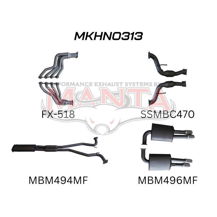 Manta Holden Statesman Sedan WM, WN V8 6.0L LWB Sedan (2006 - 2017) - FULL SYSTEM - 1 3/4in HEADERS