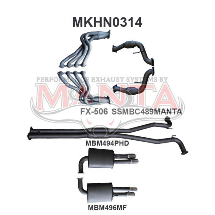 Manta Holden Statesman Sedan WM, WN V8 6.0L LWB Sedan (2006 - 2017) - FULL SYSTEM - 1 3/4in HEADERS