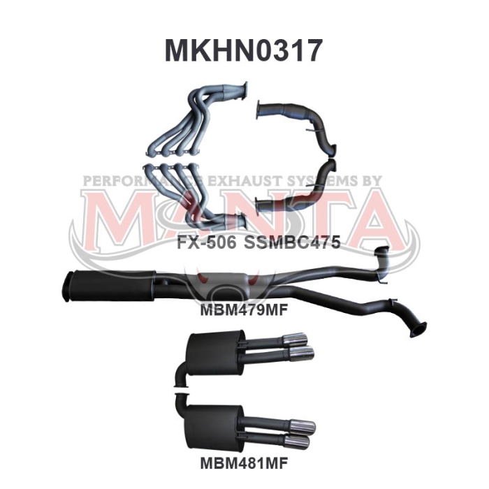 Manta Holden Statesman Sedan WM, WN V8 6.0L LWB Sedan (2006 - 2017) - FULL SYSTEM - 1 7/8in HEADERS