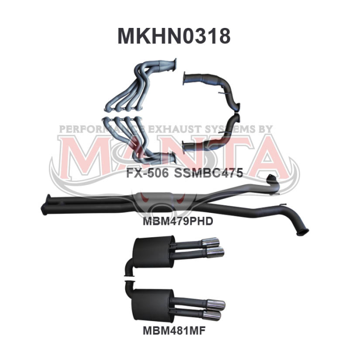 Manta Holden Statesman Sedan WM, WN V8 6.0L LWB Sedan (2006 - 2017) - FULL SYSTEM - 1 7/8in HEADERS