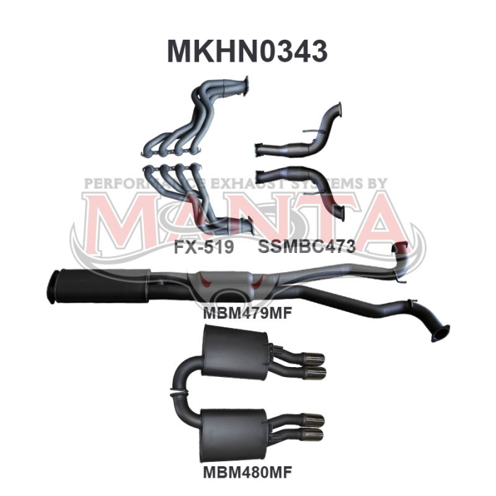 Manta Holden Commodore Ute VF 6.0L, 6.2L V8 Ute - FULL SYSTEM - 1 7/8in HEADERS
