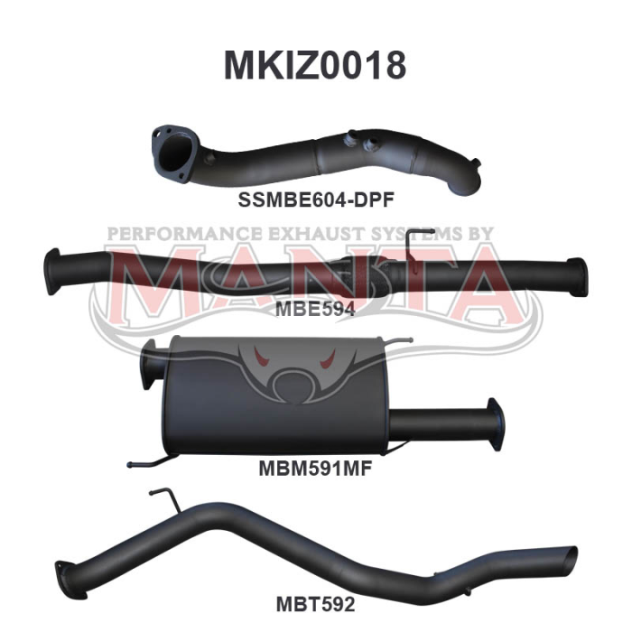 Manta Isuzu MU-X SUV 3.0L CRD Jan 2017 - June 2021 (with DPF)- TURBO BACK WITHOUT CAT