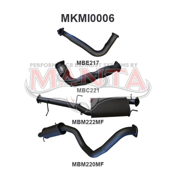 Manta Mitsubishi Pajero Wagon NS, NX 3.2L Automatic (with DPF, with sensors) 2006 - 2008 & Oct 2016 onwards - TURBO BACK WITH CATS