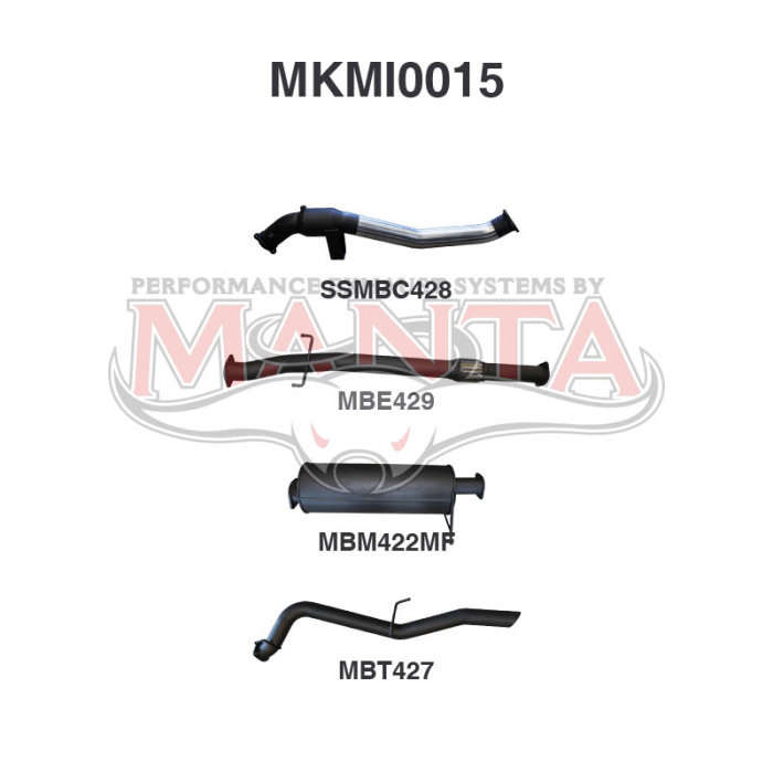 Manta Mitsubishi Triton Ute MQ, MR 2.4L Turbo Diesel 4cyl - TURBO BACK WITH CATS