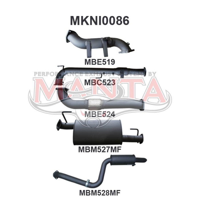 Manta Nissan Pathfinder Wagon R51 2.5L Turbo Diesel Spanish Built Automatic - with DPF (2007 - 2013) - TURBO BACK WITH CATS