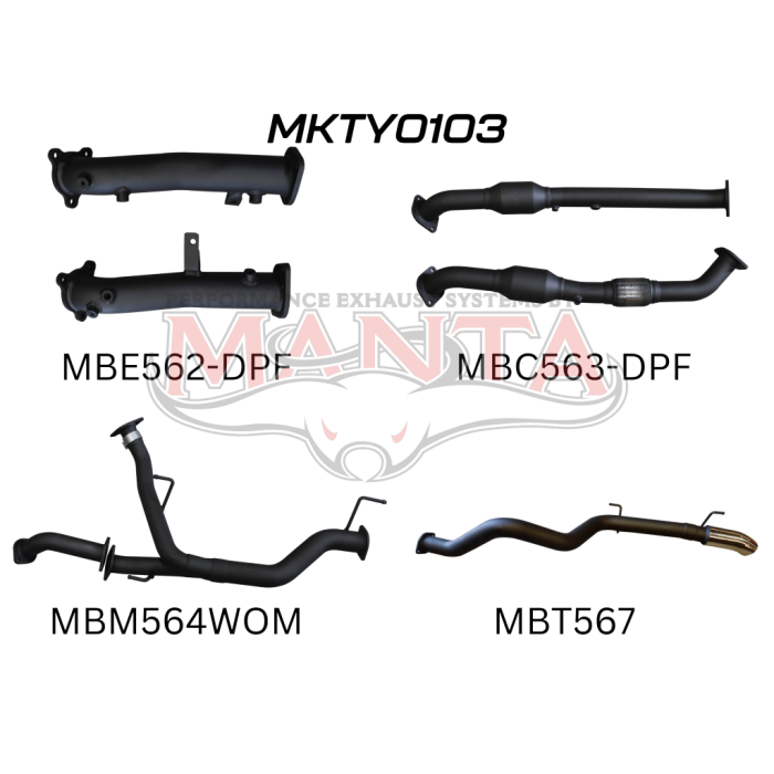 Manta Toyota Landcruiser 200 Series Wagon VDJ200 4.5L V8 Twin Turbo Diesel Wagon (with DPF) 2015 Onwards - TURBO BACK WITH CATS