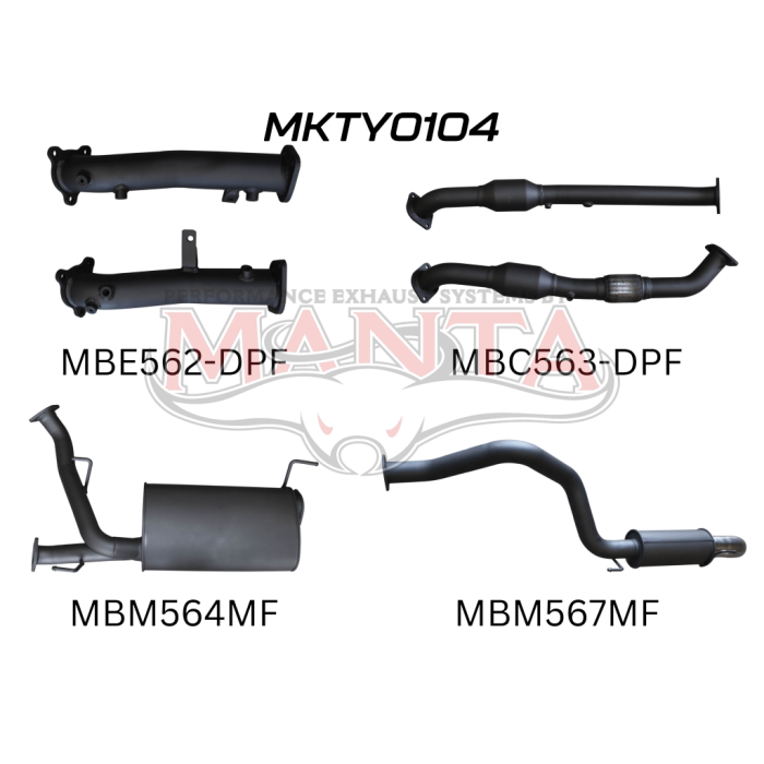 Manta Toyota Landcruiser 200 Series Wagon VDJ200 4.5L V8 Twin Turbo Diesel Wagon (with DPF) 2015 Onwards - TURBO BACK WITHOUT CATS