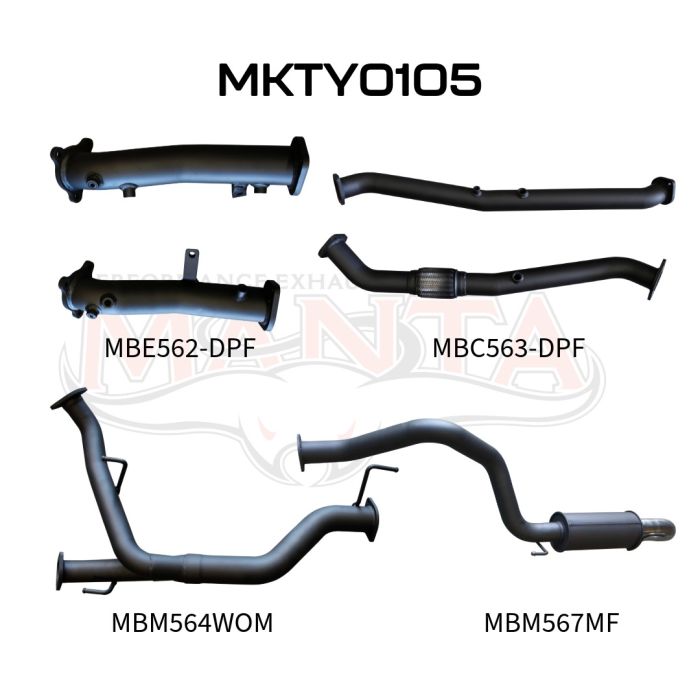 Manta Toyota Landcruiser 200 Series Wagon VDJ200 4.5L V8 Twin Turbo Diesel Wagon (with DPF) 2015 Onwards - TURBO BACK WITHOUT CATS