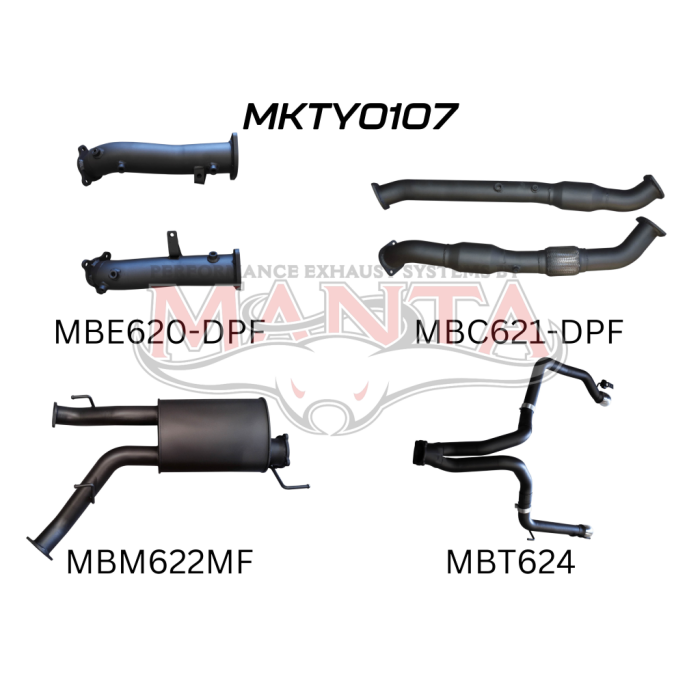 Manta Toyota Landcruiser 200 Series Wagon VDJ200 4.5L V8 Twin Turbo Diesel Wagon (with DPF) 2015 Onwards - TURBO BACK WITH CATS