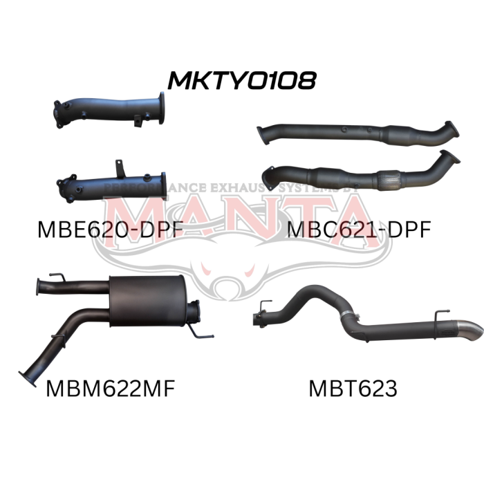 Manta Toyota Landcruiser 200 Series Wagon VDJ200 4.5L V8 Twin Turbo Diesel Wagon (with DPF) 2015 Onwards - TURBO BACK WITH CATS