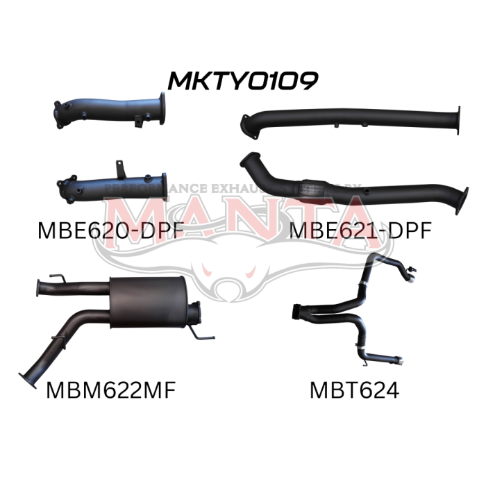 Manta Toyota Landcruiser 200 Series Wagon VDJ200 4.5L V8 Twin Turbo Diesel Wagon (with DPF) 2015 Onwards - TURBO BACK WITHOUT CATS