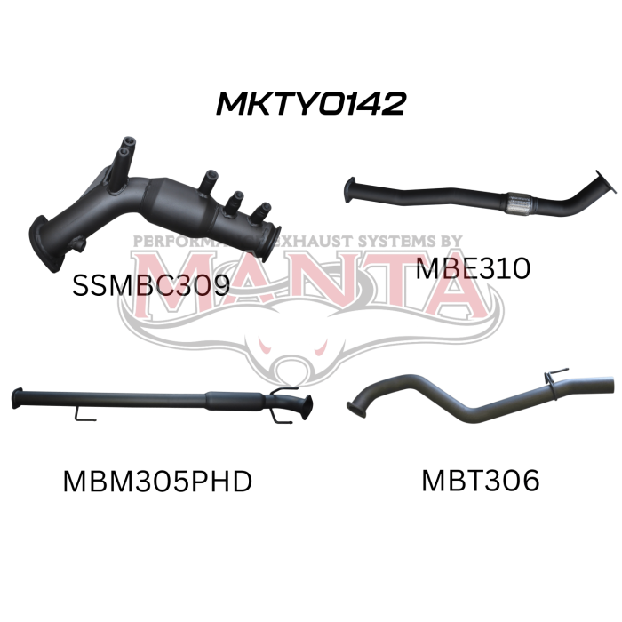 Toyota Hilux Ute GUN126R, GUN125R N80 2.8L & 2.4L Turbo Diesel D4D (with DPF) 2015 to Current - TURBO BACK WITH CATS