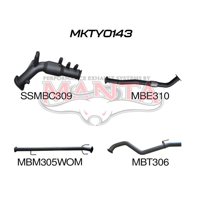 Toyota Hilux Ute GUN126R, GUN125R N80 2.8L & 2.4L Turbo Diesel D4D (with DPF) 2015 to Current - TURBO BACK WITH CATS