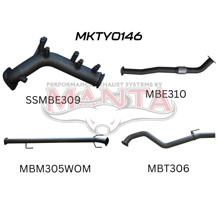 Toyota Hilux Ute GUN126R, GUN125R N80 2.8L & 2.4L Turbo Diesel D4D (with DPF) 2015 to Current - TURBO BACK WITHOUT CATS