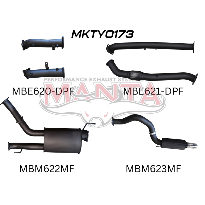 Manta Toyota Landcruiser 200 Series Wagon VDJ200 4.5L V8 Twin Turbo Diesel Wagon (with DPF) 2015 Onwards - TURBO BACK WITHOUT CATS
