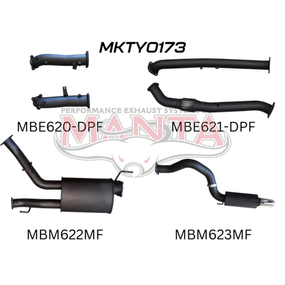 Manta Toyota Landcruiser 200 Series Wagon VDJ200 4.5L V8 Twin Turbo Diesel Wagon (with DPF) 2015 Onwards - TURBO BACK WITHOUT CATS