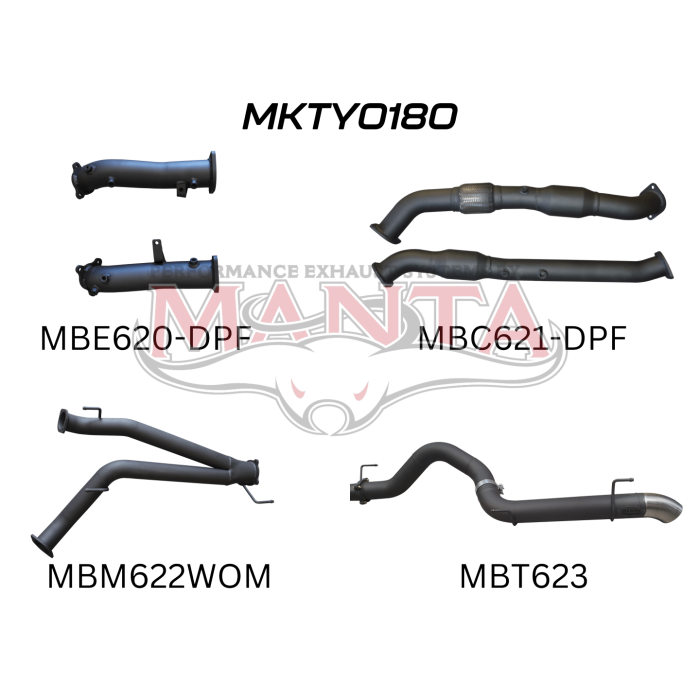 Manta Toyota Landcruiser 200 Series Wagon VDJ200 4.5L V8 Twin Turbo Diesel Wagon (with DPF) 2015 Onwards - TURBO BACK WITH CATS