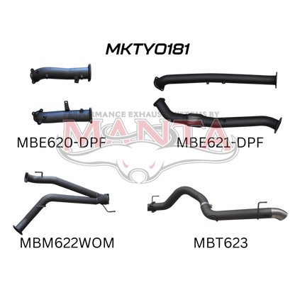 Manta Toyota Landcruiser 200 Series Wagon VDJ200 4.5L V8 Twin Turbo Diesel Wagon (with DPF) 2015 Onwards - TURBO BACK WITHOUT CATS