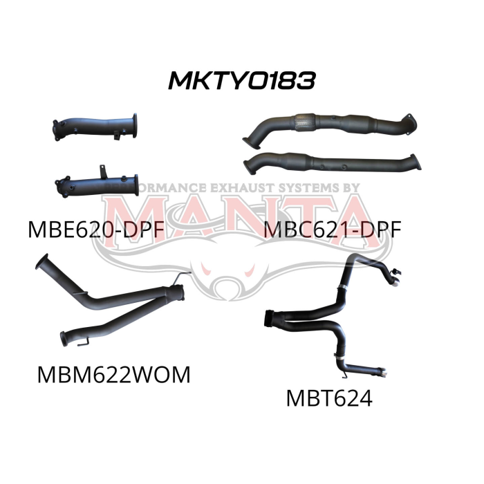 Manta Toyota Landcruiser 200 Series Wagon VDJ200 4.5L V8 Twin Turbo Diesel Wagon (with DPF) 2015 Onwards - TURBO BACK WITH CATS