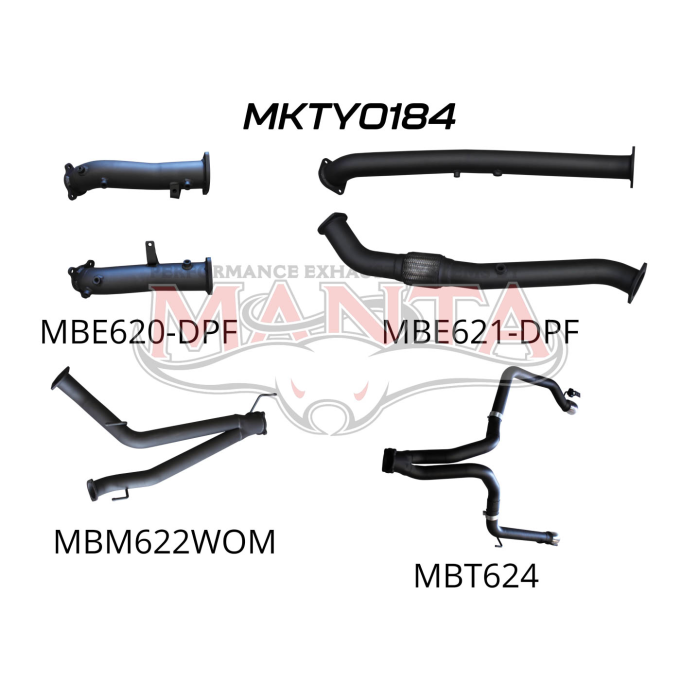 Manta Toyota Landcruiser 200 Series Wagon VDJ200 4.5L V8 Twin Turbo Diesel Wagon (with DPF) 2015 Onwards - TURBO BACK WITHOUT CATS