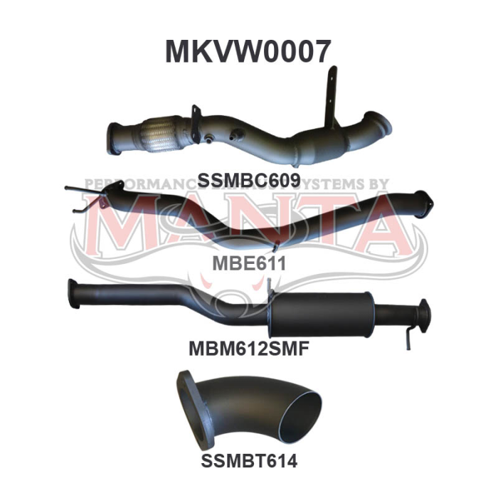 Manta Volkswagen Amarok Ute (June 2012 - 2022) TDI400, TDI420 2H 2.0L Bi-Turbo Ute - TURBO BACK (DUMP AT DIFF)