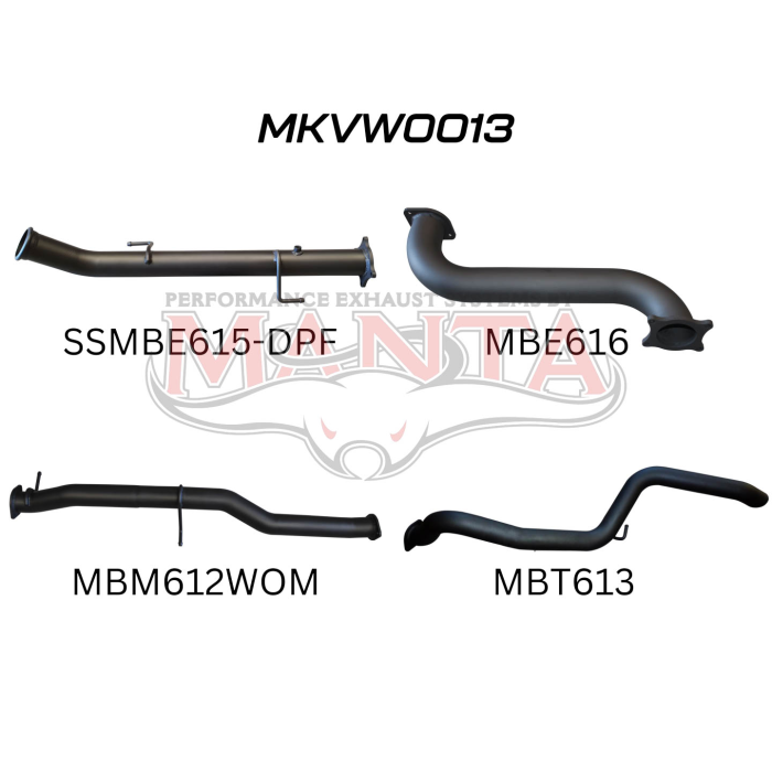 Manta Volkswagen Amarok Ute TDI550, TDI580 2H V6 3.0l Turbo Ute (2016-2022) - DUMP PIPE BACK - EXTENDED TAILPIPE