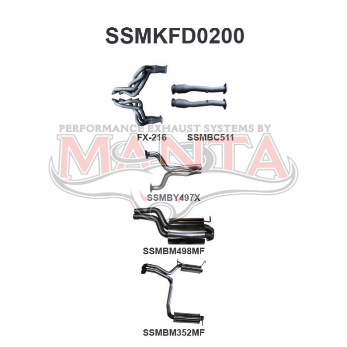 Manta FPV GS/GT Sedan FG 5.0L Supercharged Coyote/Miami V8 Sedan (Exhaust exit out driver and passenger side) - FULL SYSTEM