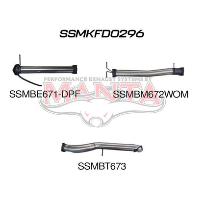 Manta Ford Ranger Ute Next Gen T6.2 V6 3.0L Turbo 2022 Onwards (with DPF) - DPF BACK