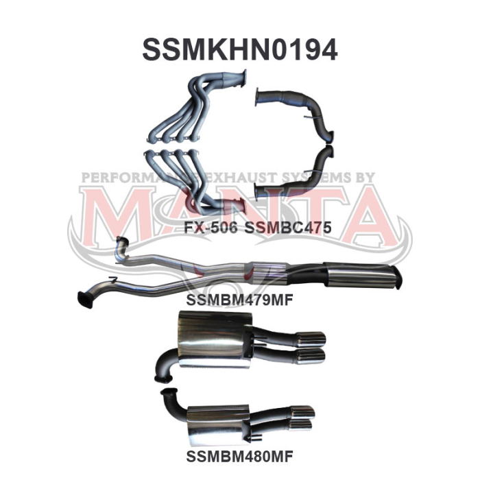 Manta Holden Commodore Ute VE 6.0L, 6.2L V8 Ute -  FULL SYSTEM - 1 7/8in HEADERS