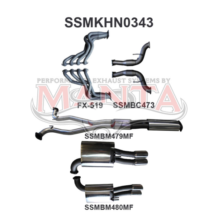 Manta Holden Commodore Ute VF 6.0L, 6.2L V8 Ute - FULL SYSTEM - 1 7/8in HEADERS