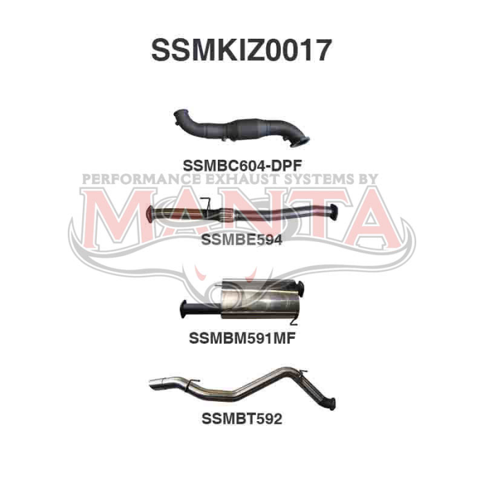 Manta Isuzu MU-X SUV 3.0L CRD Jan 2017 - June 2021 (with DPF)- TURBO BACK WITH CAT