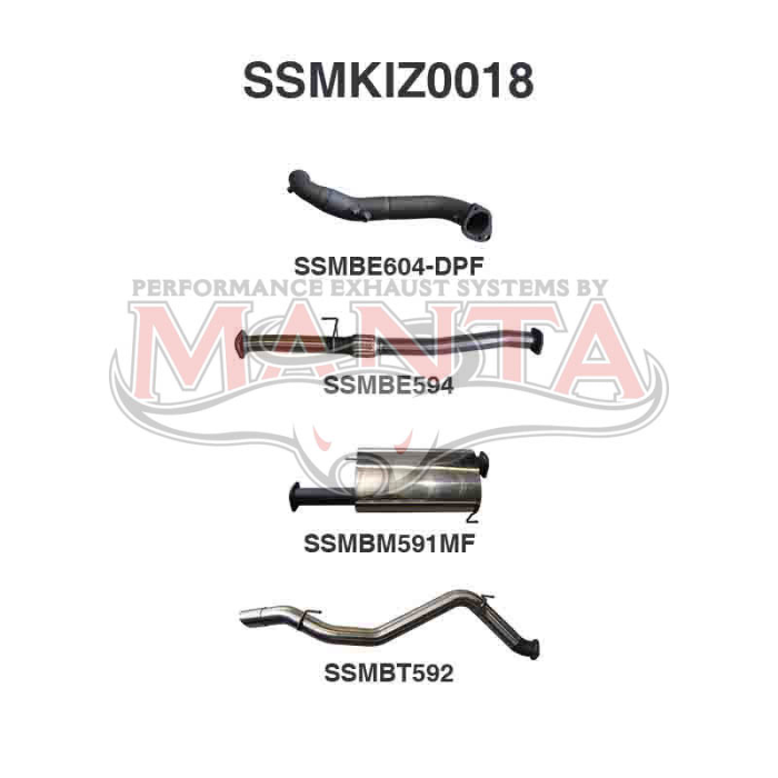 Manta Isuzu MU-X SUV 3.0L CRD Jan 2017 - June 2021 (with DPF)- TURBO BACK WITHOUT CAT