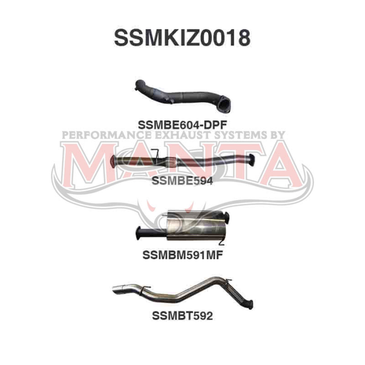 Manta Isuzu MU-X SUV 3.0L CRD Jan 2017 - June 2021 (with DPF)- TURBO BACK WITHOUT CAT