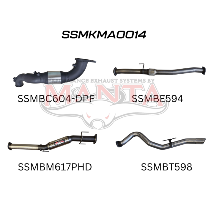 Manta Mazda BT50 Ute 3.0L CRD 2020 Onwards (with DPF) TURBO BACK WITH CAT