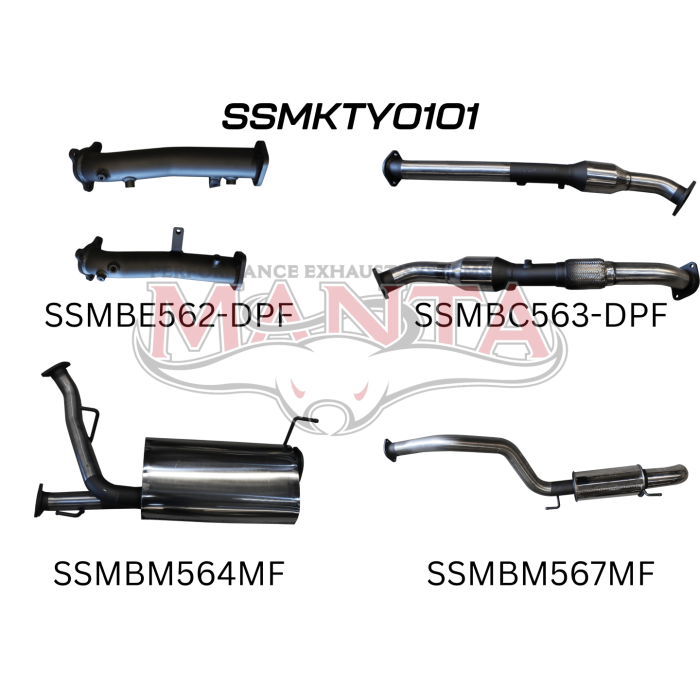 Manta Toyota Landcruiser 200 Series Wagon VDJ200 4.5L V8 Twin Turbo Diesel Wagon (with DPF) 2015 Onwards - TURBO BACK WITH CATS