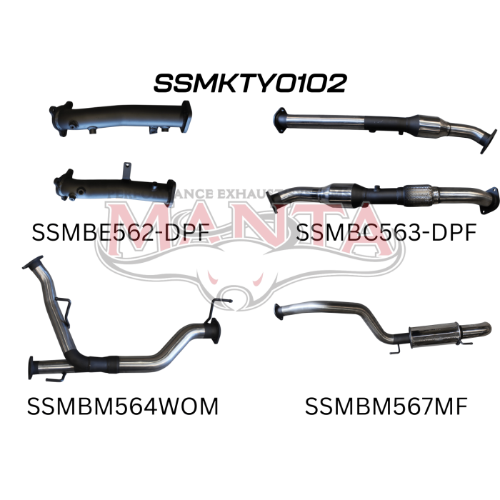 Manta Toyota Landcruiser 200 Series Wagon VDJ200 4.5L V8 Twin Turbo Diesel Wagon (with DPF) 2015 Onwards - TURBO BACK WITH CATS