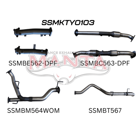 Manta Toyota Landcruiser 200 Series Wagon VDJ200 4.5L V8 Twin Turbo Diesel Wagon (with DPF) 2015 Onwards - TURBO BACK WITH CATS