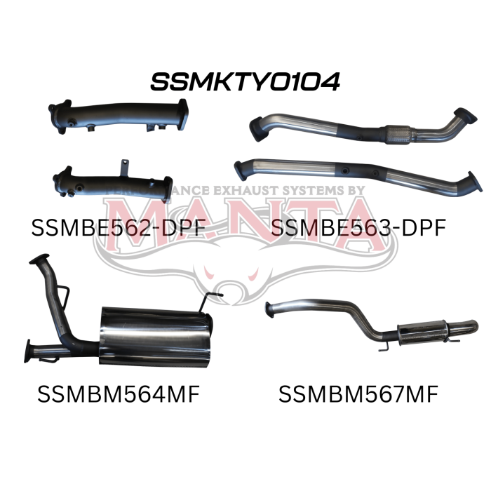 Manta Toyota Landcruiser 200 Series Wagon VDJ200 4.5L V8 Twin Turbo Diesel Wagon (with DPF) 2015 Onwards - TURBO BACK WITHOUT CATS