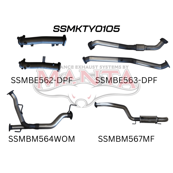 Manta Toyota Landcruiser 200 Series Wagon VDJ200 4.5L V8 Twin Turbo Diesel Wagon (with DPF) 2015 Onwards - TURBO BACK WITHOUT CATS